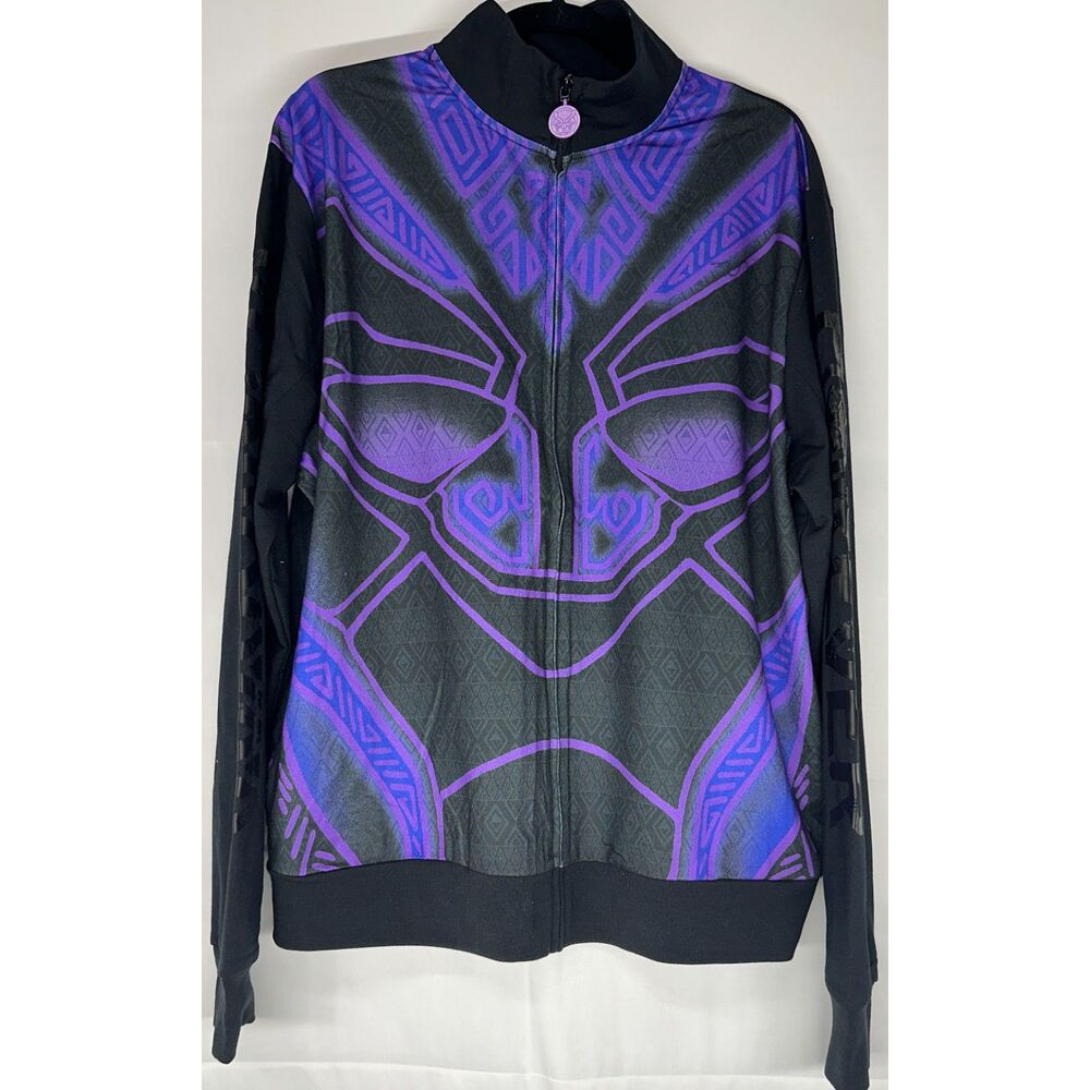 Wakanda Forever Zip-Up Jacket-Marvel Disney–Size Large–Black/Purple-New w/Tags‎